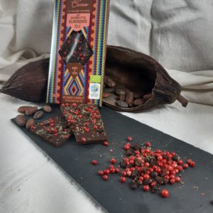 Tablette de chocolat bio 75% - Thym et baies roses