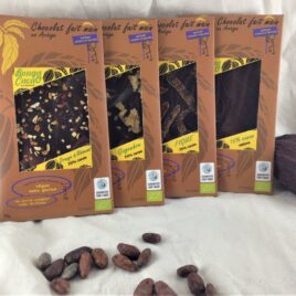 Les 4 tablettes chocolat bio 75% Nature et fruités