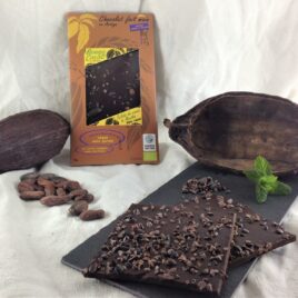 Tablette bio équitable 75% - éclats de cacao et menthe