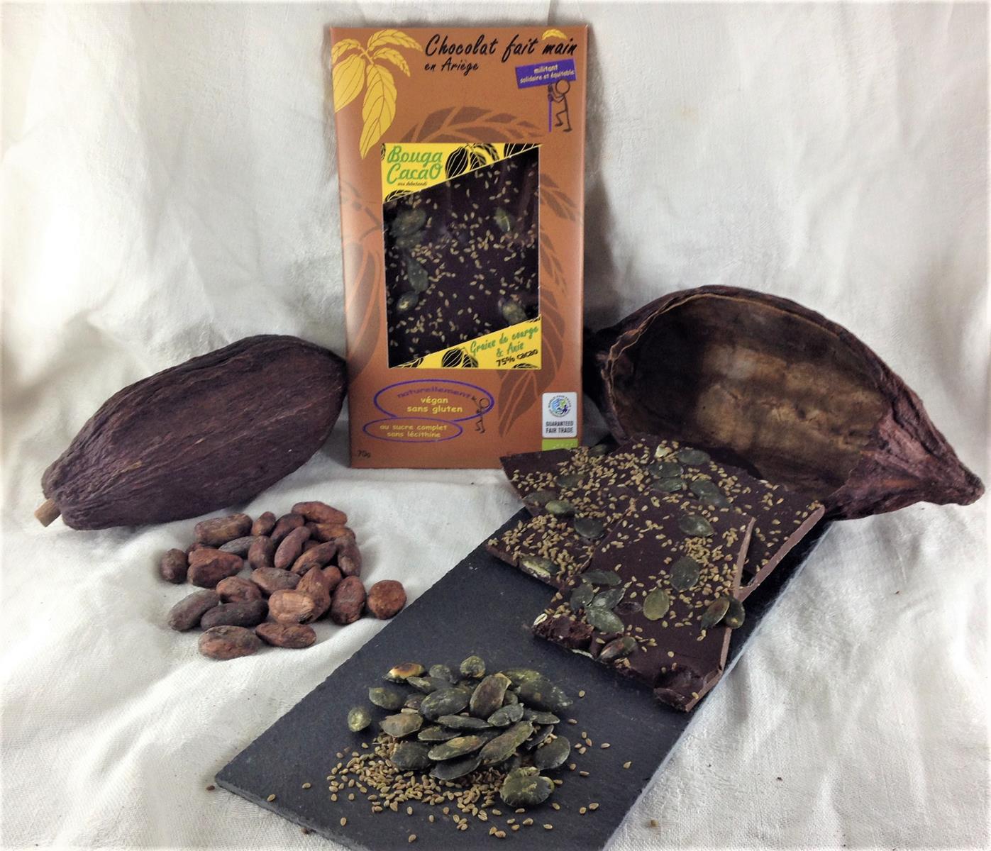 Lot de 2 boites de dégustation de Chocolat bio 75% cacao - Bouga Cacao