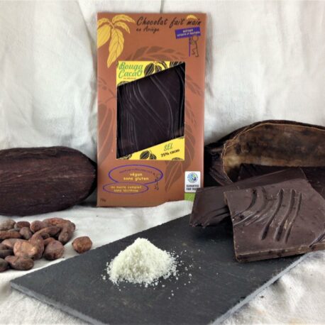 Tablette chocolat bio 75% cacao au sel de mer